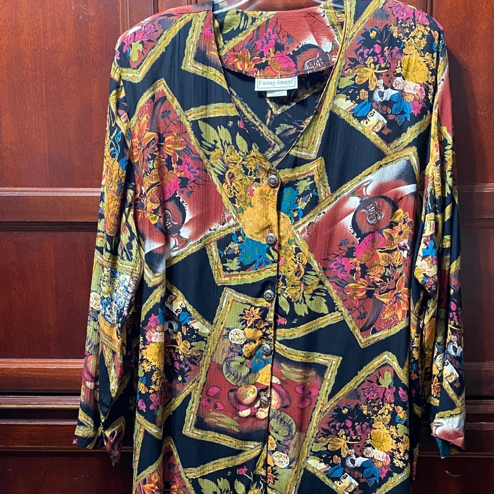 Fitting Image vintage plus size 22W Multicolor Floral Blouse